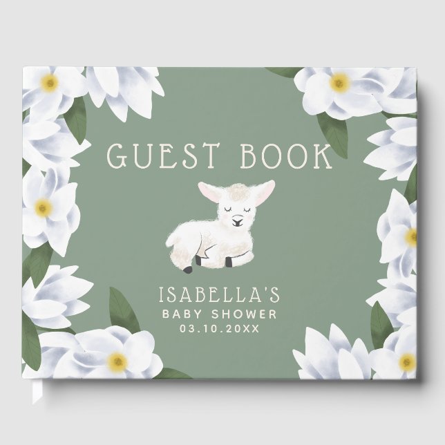 Livre D'or Baby shower Floral Petit Agneau (Recto)