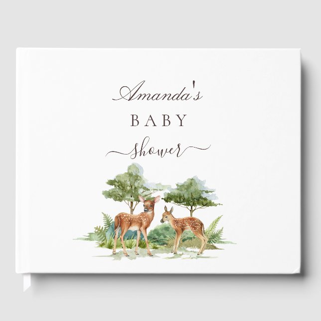 Livre D'or Baby shower forêt de cerfs (Recto)