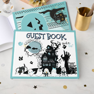 Livre D'or Baby Shower Halloween « Peek a Boo » Bleu