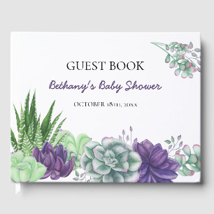 Livre D'or Baby shower hydrocoloré Succulents