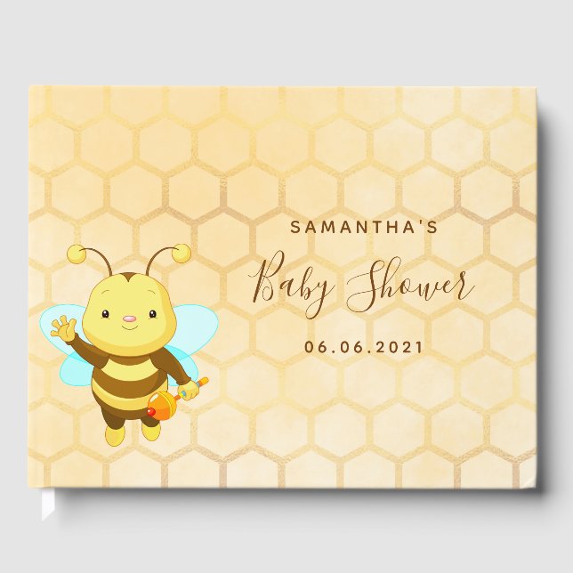Livre D'or Baby shower joli bosse abeille nid d'abeille (Recto)
