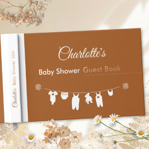 Livre D'or Baby shower minimaliste boho à la cannelle