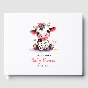 Livre D'or Baby-Shower Minimaliste Fille Vache Sacrée