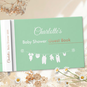 Livre D'or Baby shower minimaliste vert de la menthe