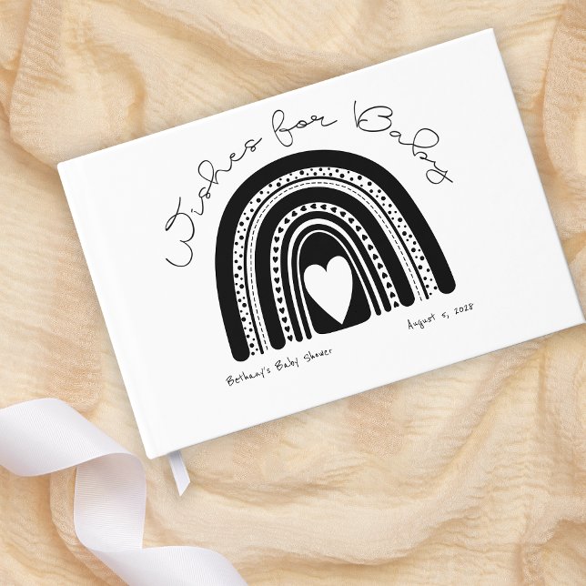 Livre D'or Baby shower moderne Black White Rainbow (Créateur téléchargé)