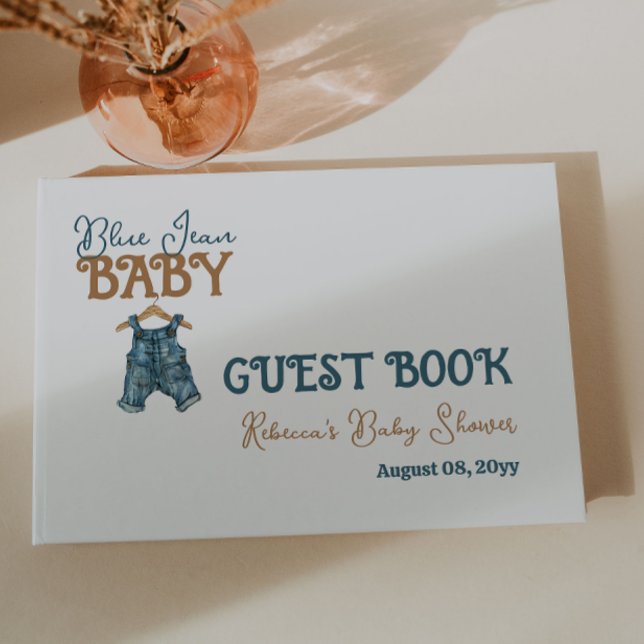 Livre D'or Baby shower moderne Denim Boy Blue Jean (Créateur téléchargé)