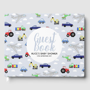 Livre D'or Baby shower Motif de transport de voiture Garys Bl
