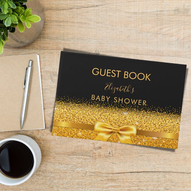 Livre D'or Baby shower noir or arc élégant (Créateur téléchargé)