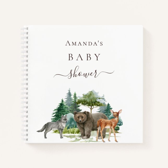 Livre d'or baby shower ours de forêt (Devant)