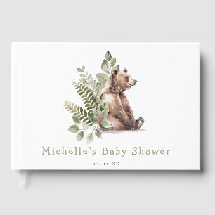 Livre D'or Baby-Shower Ourson Aquarelle Bois
