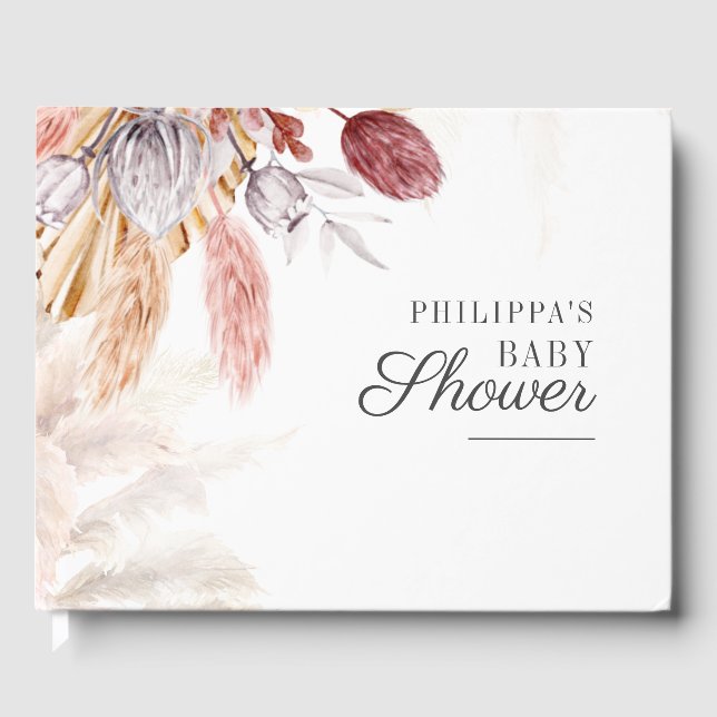 Livre D'or Baby shower Pampas Grass Tan Terracotta (Recto)
