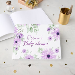 Livre D'or Baby shower personnalisé de fleurs d'aquarelle vio
