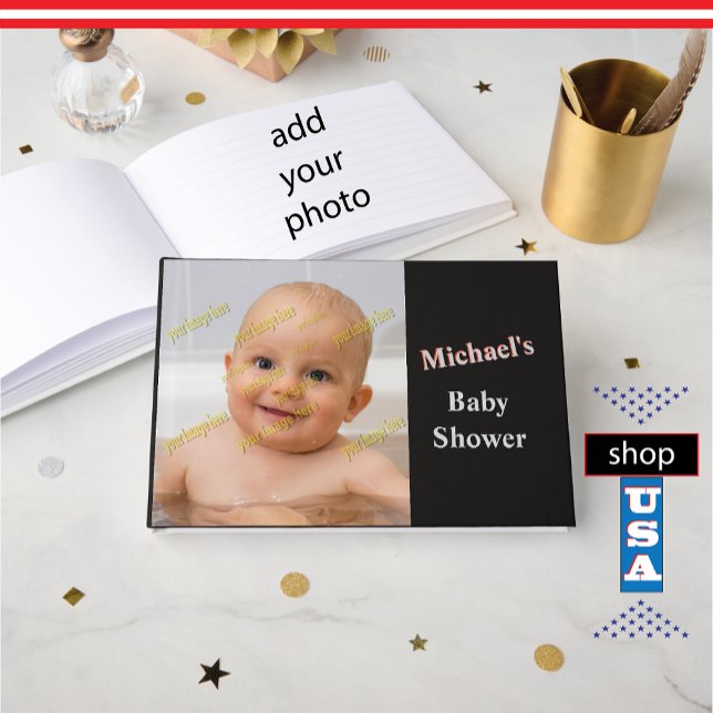 Livre D'or Baby shower Photo Monogramme 🍼 Meilleurs voeux (Créateur téléchargé)
