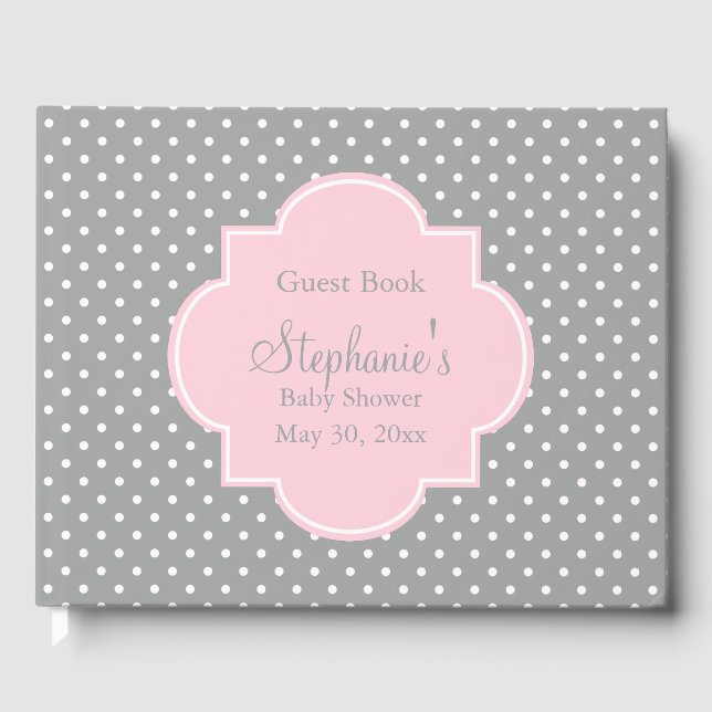 Livre D'or Baby shower Pointe rose gris, blanc et pastel (Recto)