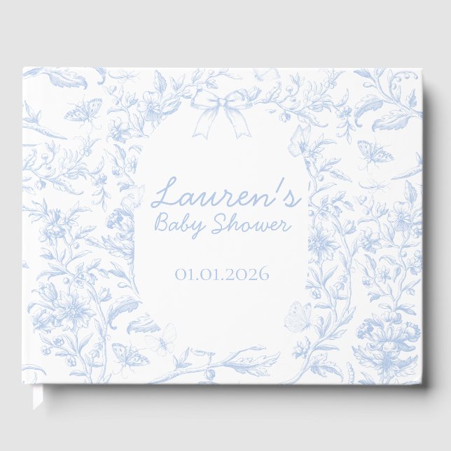 Livre D'or Baby shower pour garçon Dusty Blue Toile (Recto)