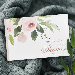 Livre D'or Baby shower ROSE FLORALE SOFT BLUSH ROSE SOUPLE