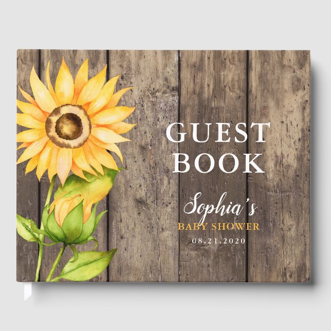 Livre D'or Baby shower rustique tournesol (Recto)