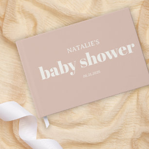Livre D'or Baby-Shower Typographie en grès rose