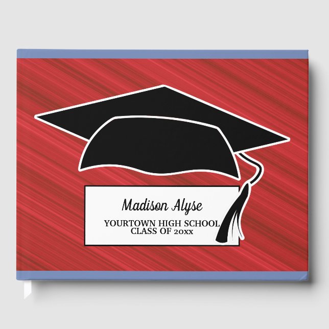 Livre D'or Bac de graduation rouge noir blanc (Recto)