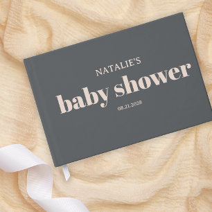 Livre D'or Bain de bébé typographie boho gris rose