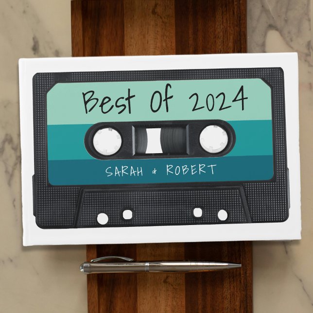 Livre D'or Bande Bleue Rétro Meilleur de mariage Favoriser (Retro Blue Cassette Tape Best of Wedding Favor Guest Book
)