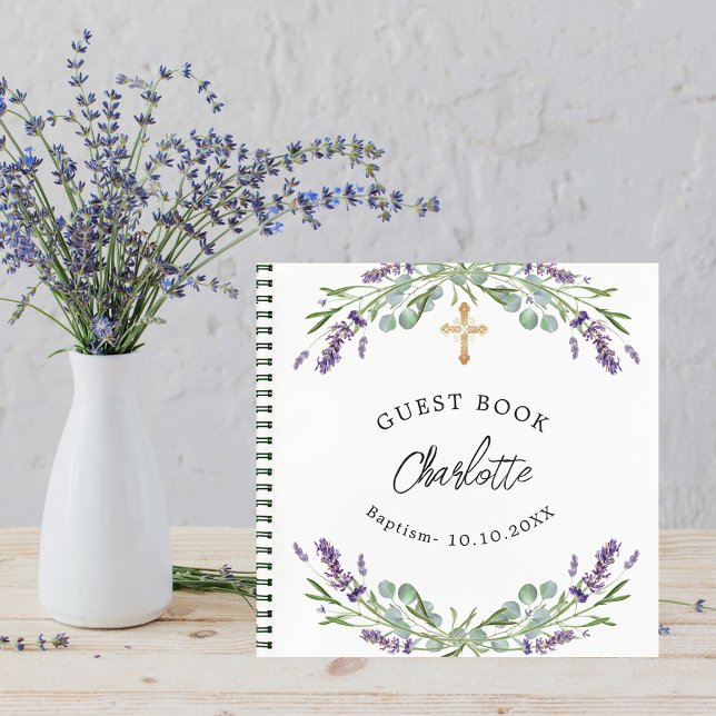 Livre d'or Baptism lavande violette eucalyptus (Créateur téléchargé)