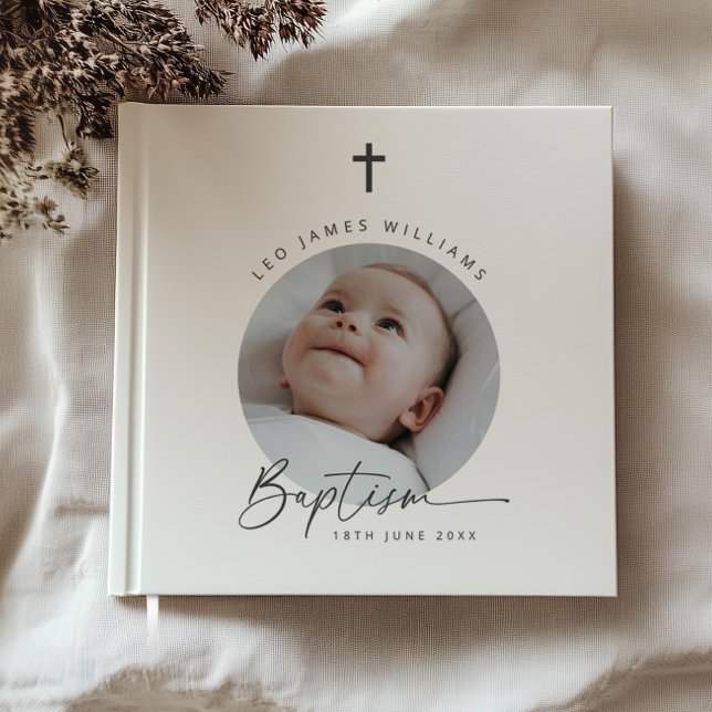 Livre D'or Baptism Round Photo  (Zazzle Baptism Round Photo  Guest Book)
