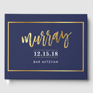 Livre D'or BAR MITZVAH faux or moderne sur marine pour MURRAY