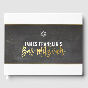Livre D'or BAR MITZVAH moderne gris tableau noir or écriture