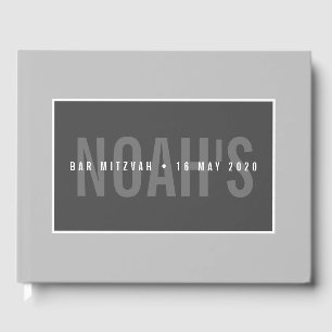 Livre D'or BAR MITZVAH moderne simple garçon monochrome gris