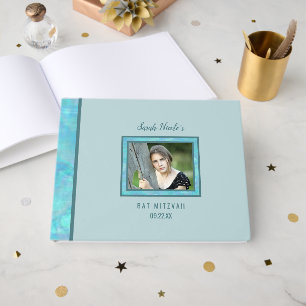 Livre D'or Bat mitzvah Bleu Opal - photo de l'occasion spécia
