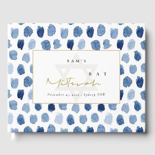 LIVRE D'OR BAT MITZVAH DE BARRE D'EAU D'INDIGO BLEU OR DOIGTS