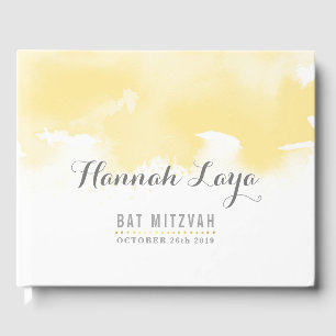 Livre D'or BAT MITZVAH moderne jolie aquarelle jaune