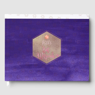 Livre D'or Bat mitzvah PixDezines, Aquarelle Rose violet
