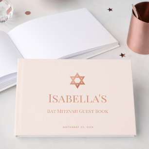 Livre D'or Bat Mitzvah Rose Gold Rose Étoile de David Juive 