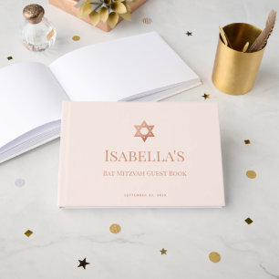 Livre D'or Bat Mitzvah Rose Gold Rose Étoile de David Juive