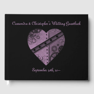 Livre D'or Beau coeur de steampunk violet sur noir