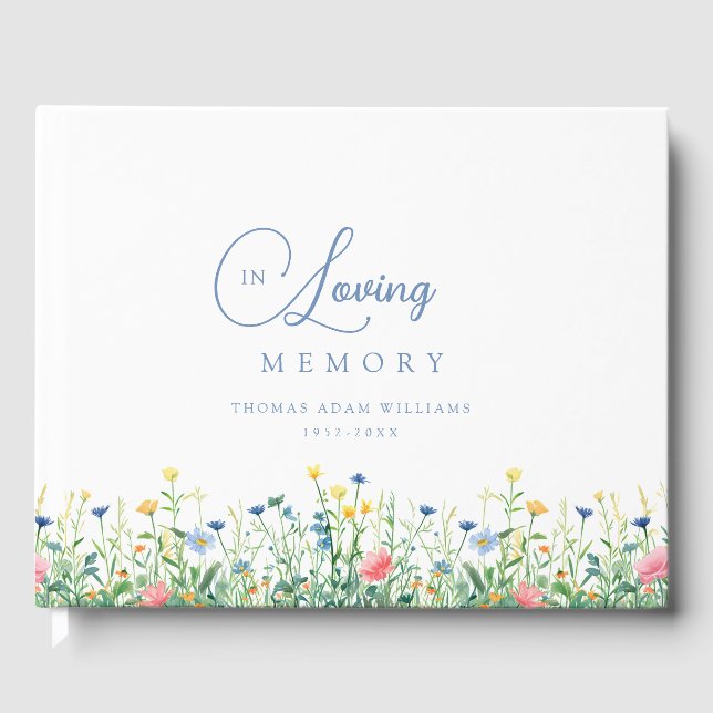 Livre D'or Beau, fleur sauvage funéraire "In Lovely Memory" (Recto)
