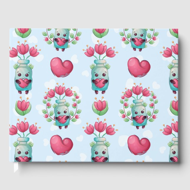 Livre D'or Beau Floral Mason Jar Hearts Motif (Recto)