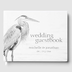 Livre D'or Beau Mariage de croquis d'oiseaux d'eau de Héron b