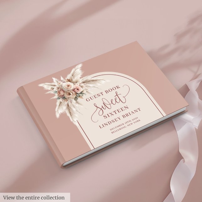 Livre D'or Beautiful Boho Dusty Pink Pampas Floral Arch 16th (Beautiful Boho Dusty Pink Pampas Floral Arch 16th Guest Book)