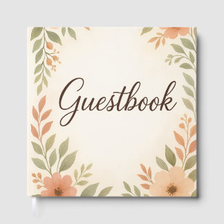 Livre D'or Beautiful Watercolor Guestbook – Peach Roses