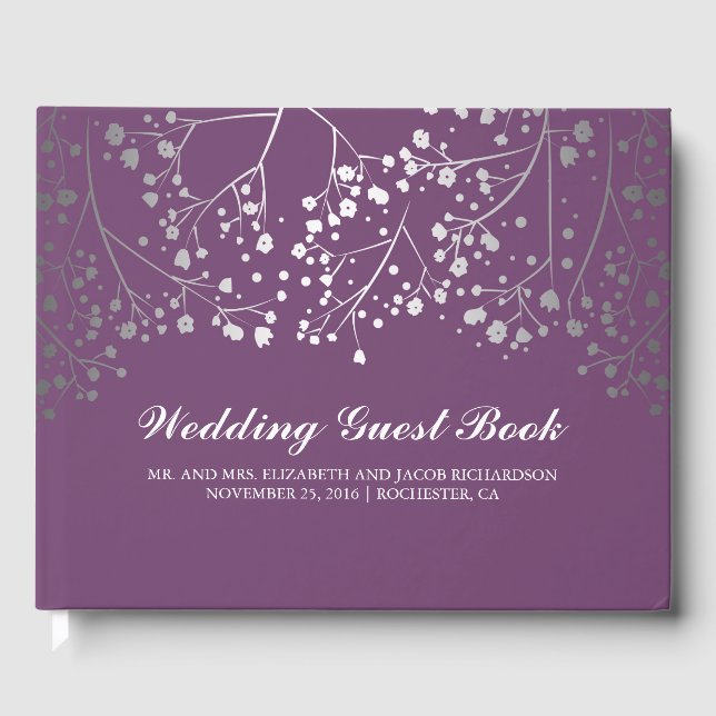 Livre D'or Bébé d'argent souffle Floral Élégant Plum violet (Recto)