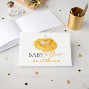 Livre D'or Bébé en fleurs fantaisie aquarelle bébé jaune
