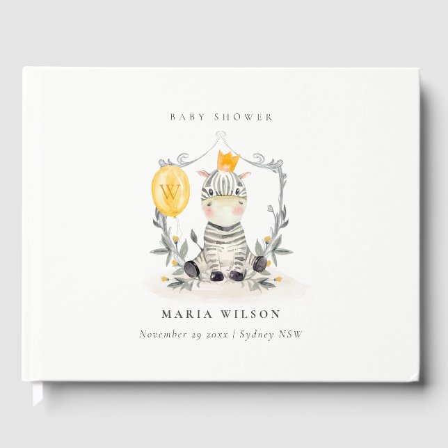 Livre D'or Bébé jaune mignon Zèbre Foliage Baby shower de bal (Recto)