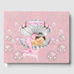 Livre D'or Bébé Sirène Endormie Fille Rose Coquillage Perles