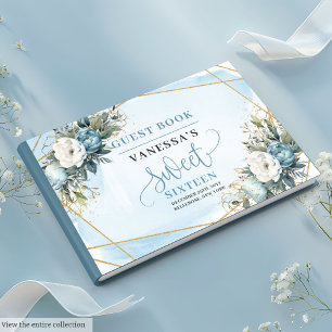 Livre D'or Belle Dusty Bleu Blanc Or Fleurs Douce 16e