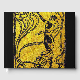 Livre D'or Belle Epoque, Art Nouveau, vintage, or, noir, feme