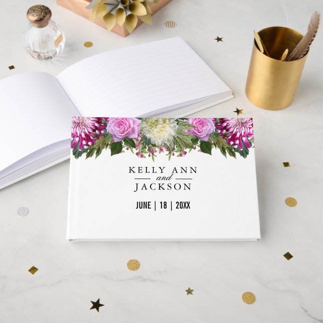 Livre D'or Belle florale rose (Recto ouvert)