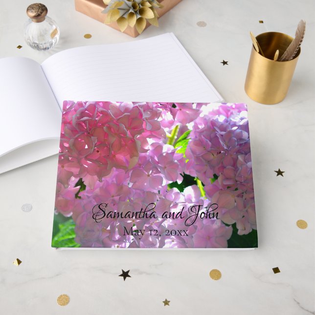 Livre D'or Belles hydrangées florales roses (Recto ouvert)